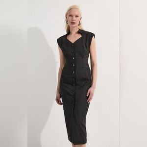 Karen Millen Charcoal Pinstripe Midi Dress